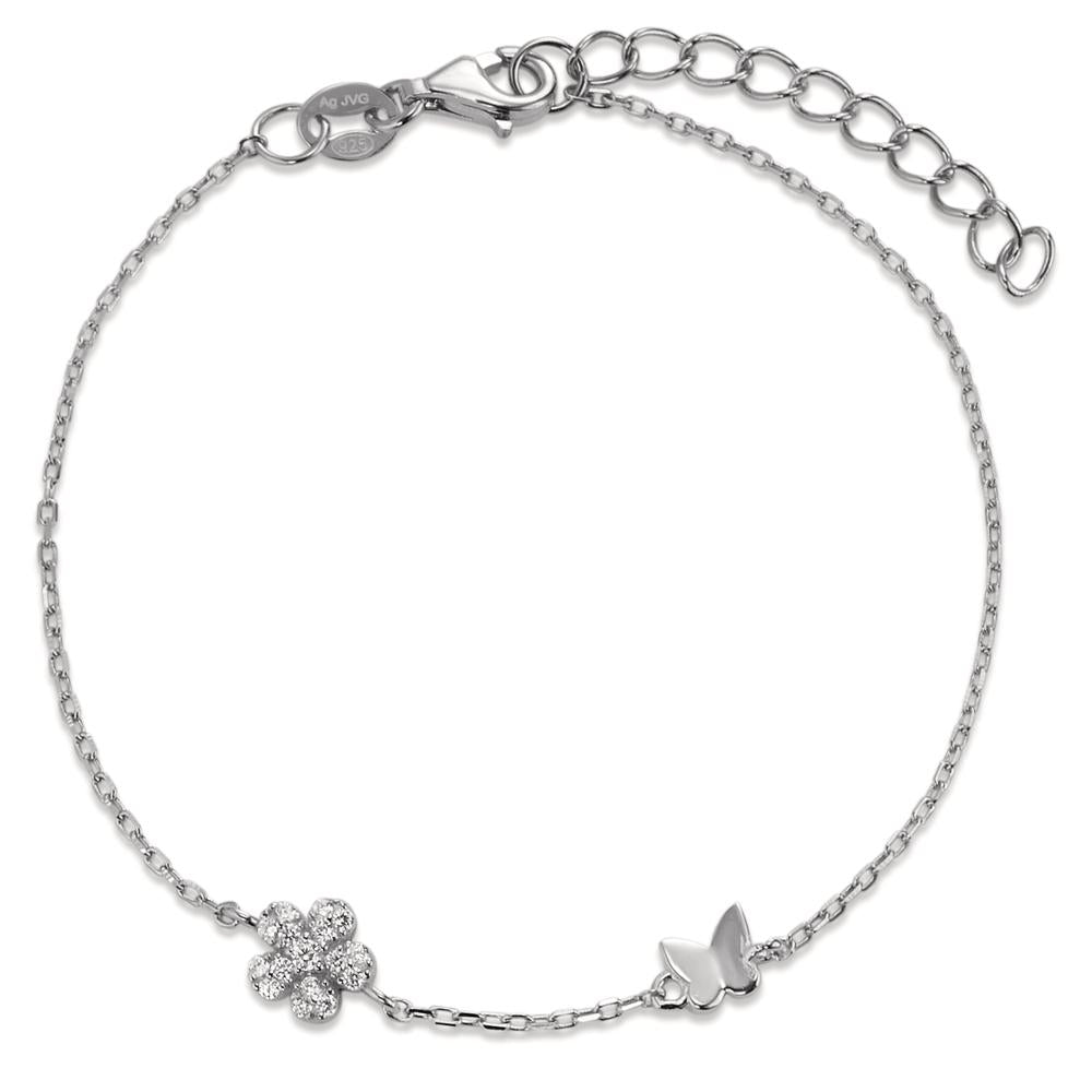 Armbånd Sølv Zirconia 6 Sten rhodineret Blomst 16-19 cm