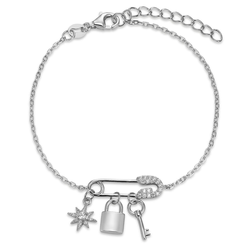 Armbånd Sølv Zirconia rhodineret 16-19 cm