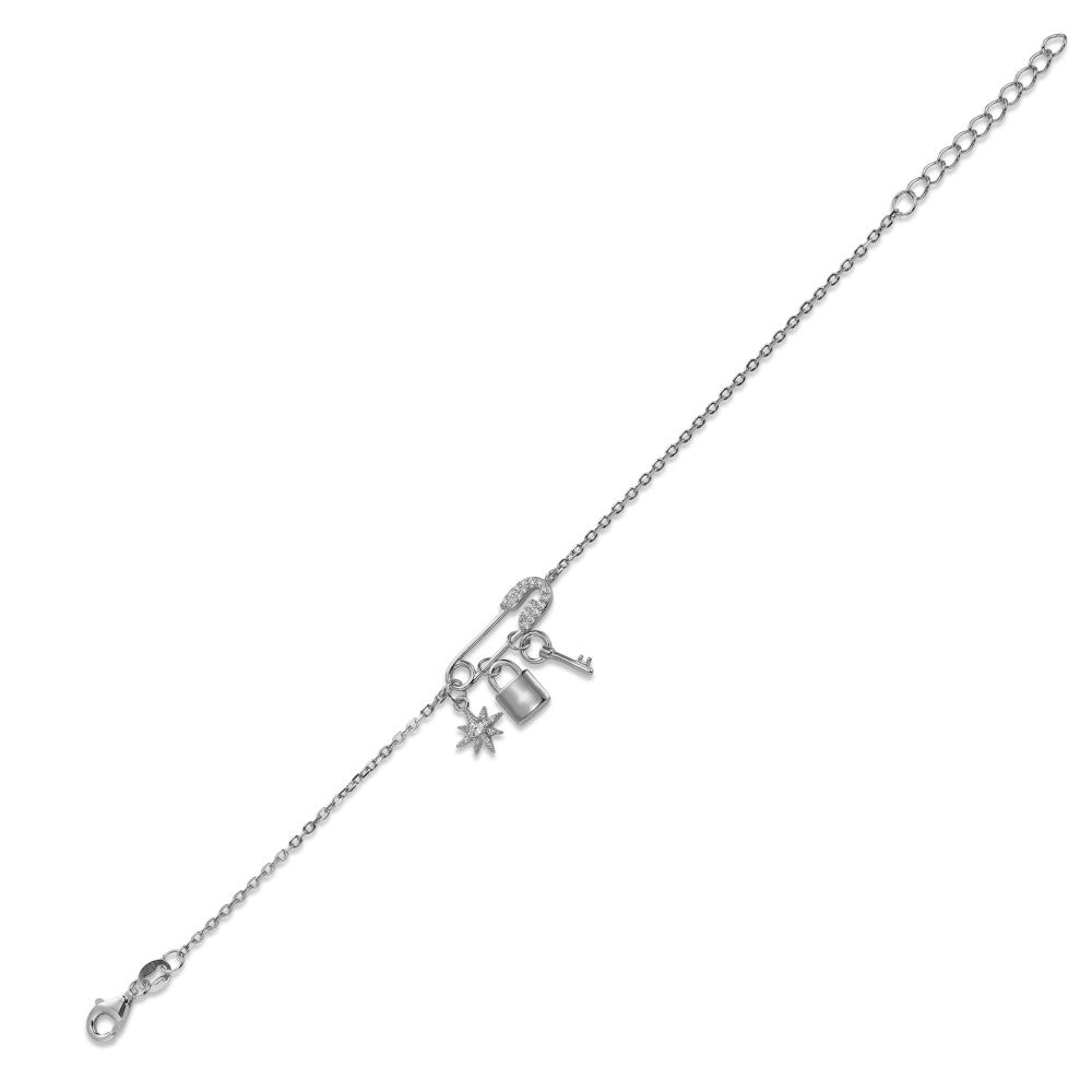 Armbånd Sølv Zirconia rhodineret 16-19 cm