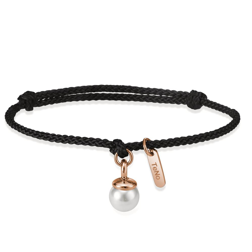 Armbånd Tekstil, Rustfrit stål rose IP belagt Skalperle 16-21 cm