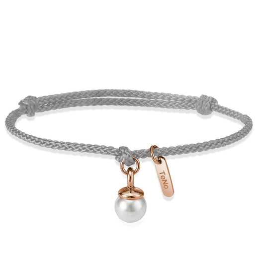 Armbånd Tekstil, Rustfrit stål rose IP belagt Skalperle 16-21 cm Ø7 mm