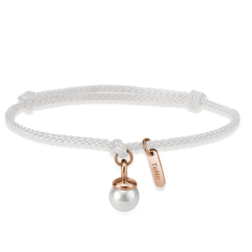 Armbånd Tekstil, Rustfrit stål rose IP belagt Skalperle 16-21 cm