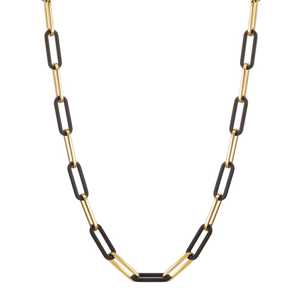 Collier Rustfrit stål, Kulstof gul IP belagt 45-48 cm