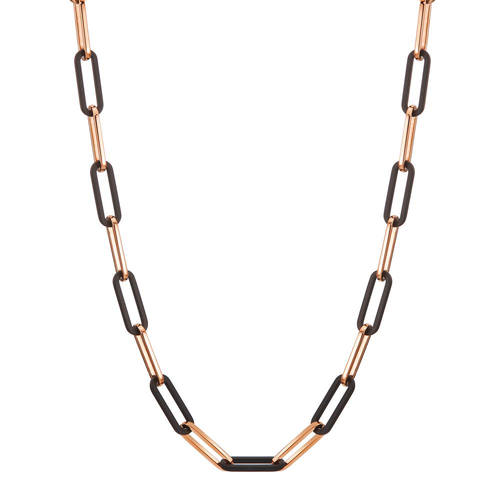 Collier Rustfrit stål, Kulstof rose IP belagt 45-48 cm