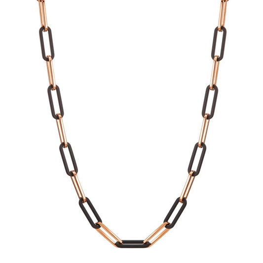 Collier Rustfrit stål, Kulstof rose IP belagt 45-48 cm