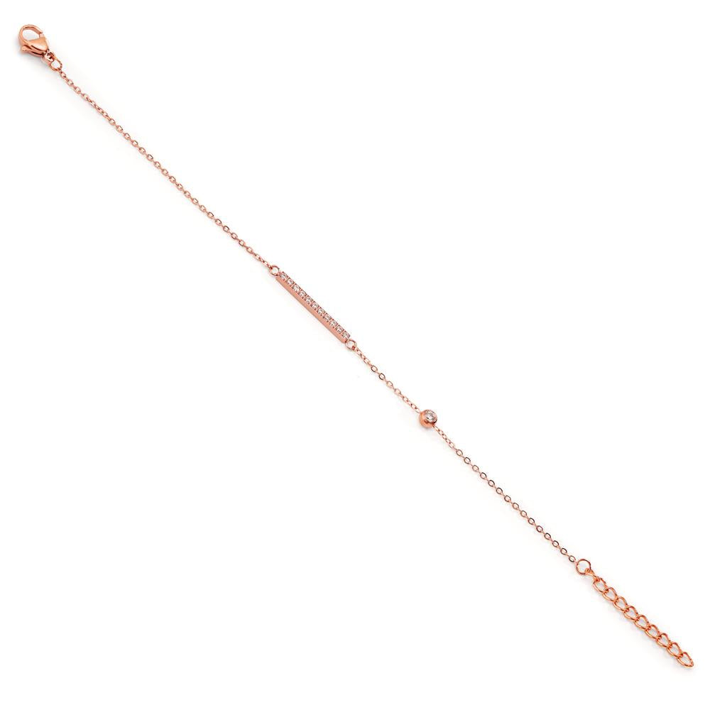 Armbånd Rustfrit stål Zirconia 12 Sten rose IP belagt 16-19 cm