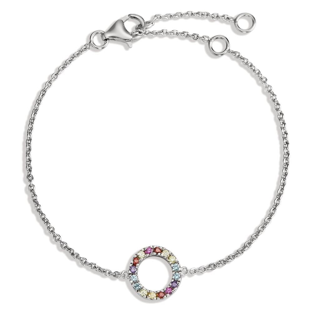 Armbånd Sølv Zirconia farverig rhodineret 14-18 cm Ø9 mm