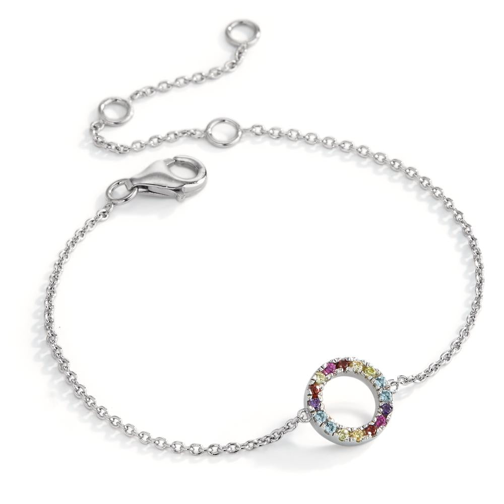 Armbånd Sølv Zirconia farverig rhodineret 14-18 cm Ø9 mm