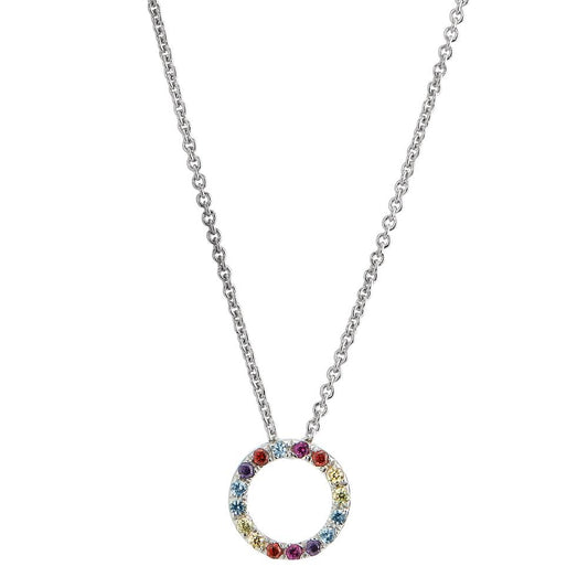 Collier Sølv Zirconia farverig rhodineret 42-45 cm