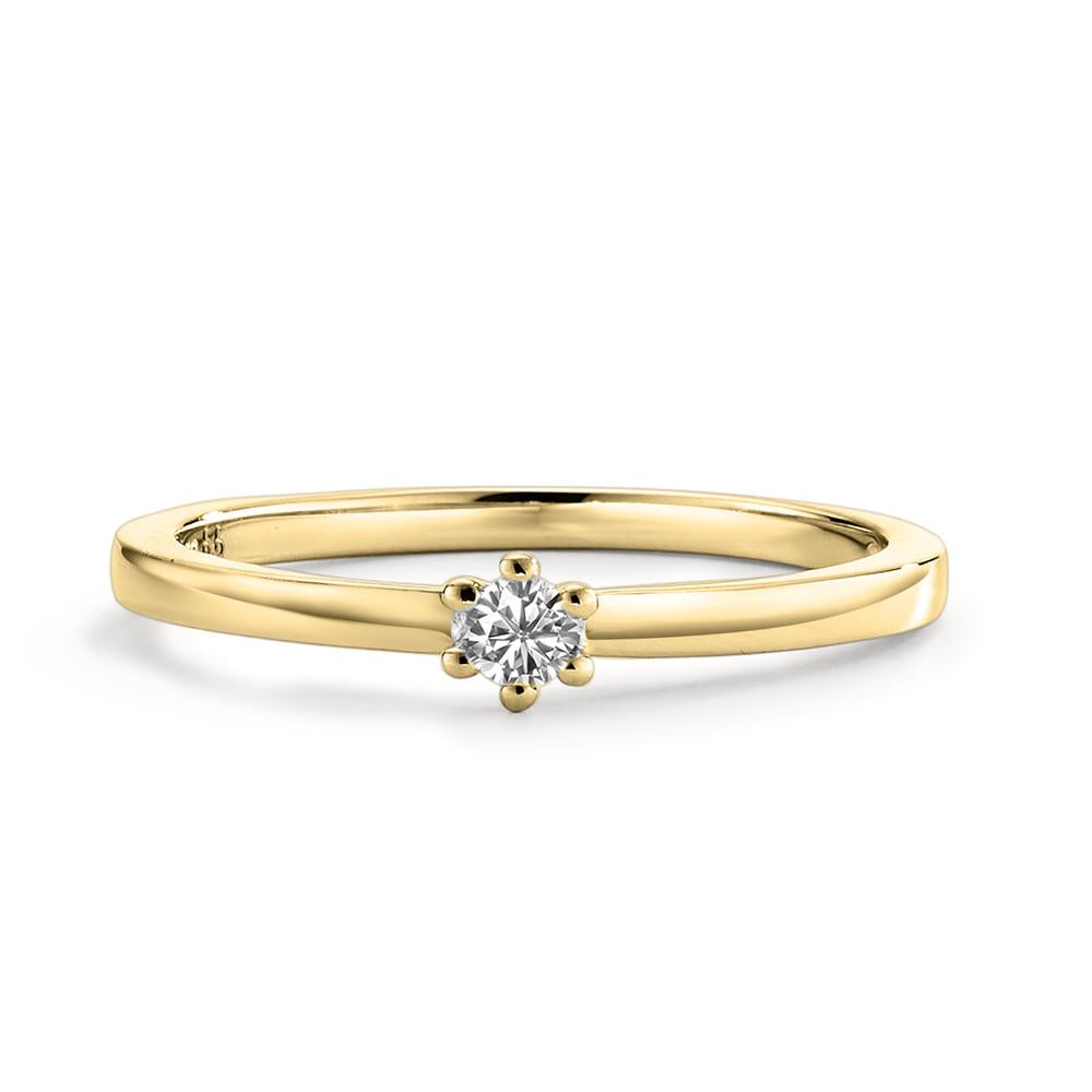 Solitaire ring 750/18K guld Diamant hvid , 0.07 ct, [Brillant], w-si