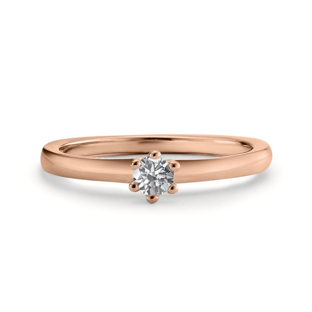 Solitaire ring 750/18K rødguld Diamant 0.15 ct, w-si