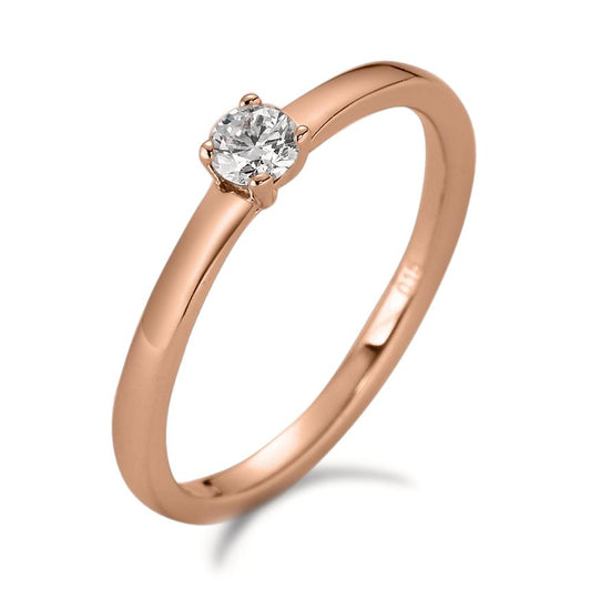 Solitaire ring 750/18K rødguld Diamant hvid , 0.15 ct, [Brillant], w-si