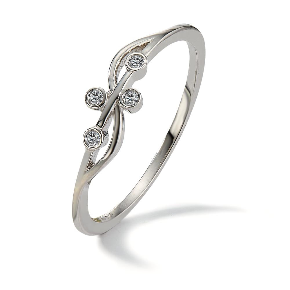 Fingerring 585/14 K hvidguld Diamant 0.04 ct, 4 Sten , w-si