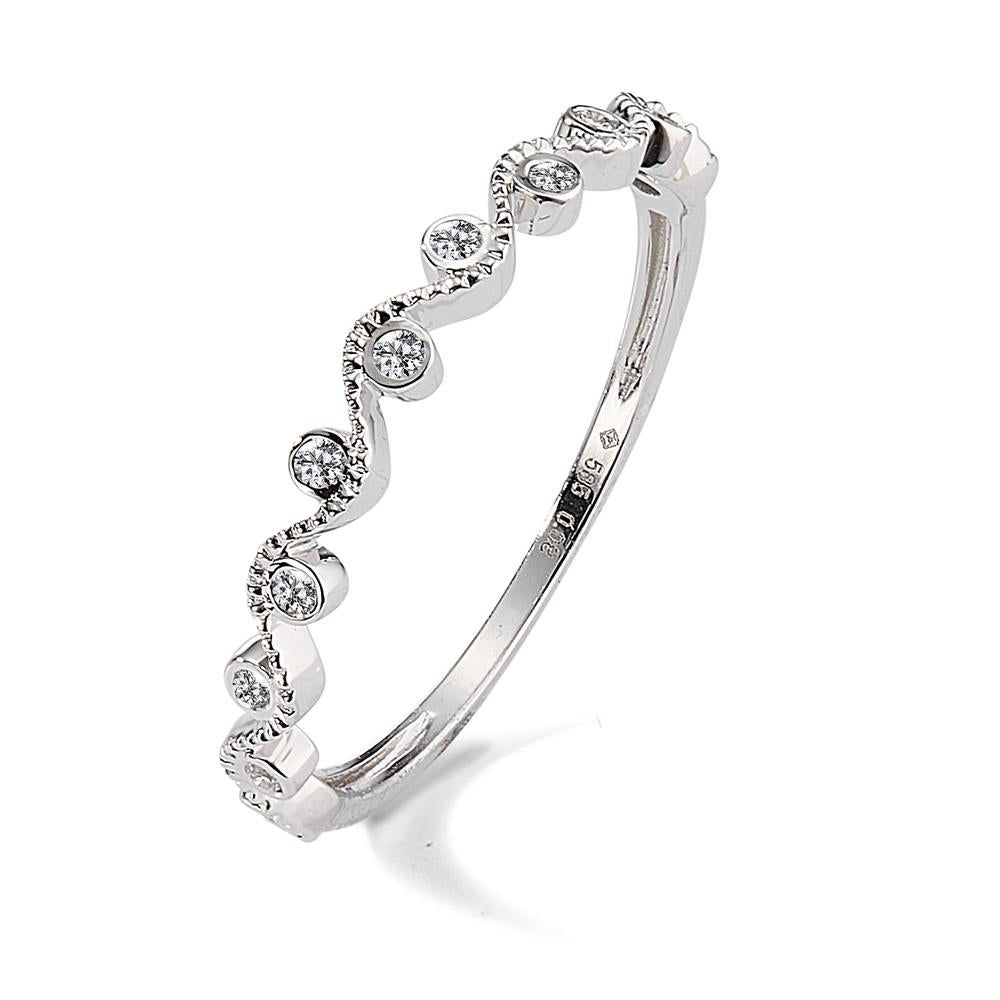 Fingerring 585/14 K hvidguld Diamant 0.08 ct, 11 Sten , w-si