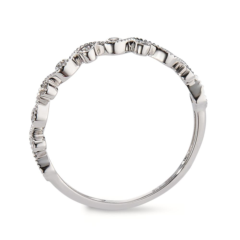 Fingerring 585/14 K hvidguld Diamant 0.08 ct, 11 Sten , w-si