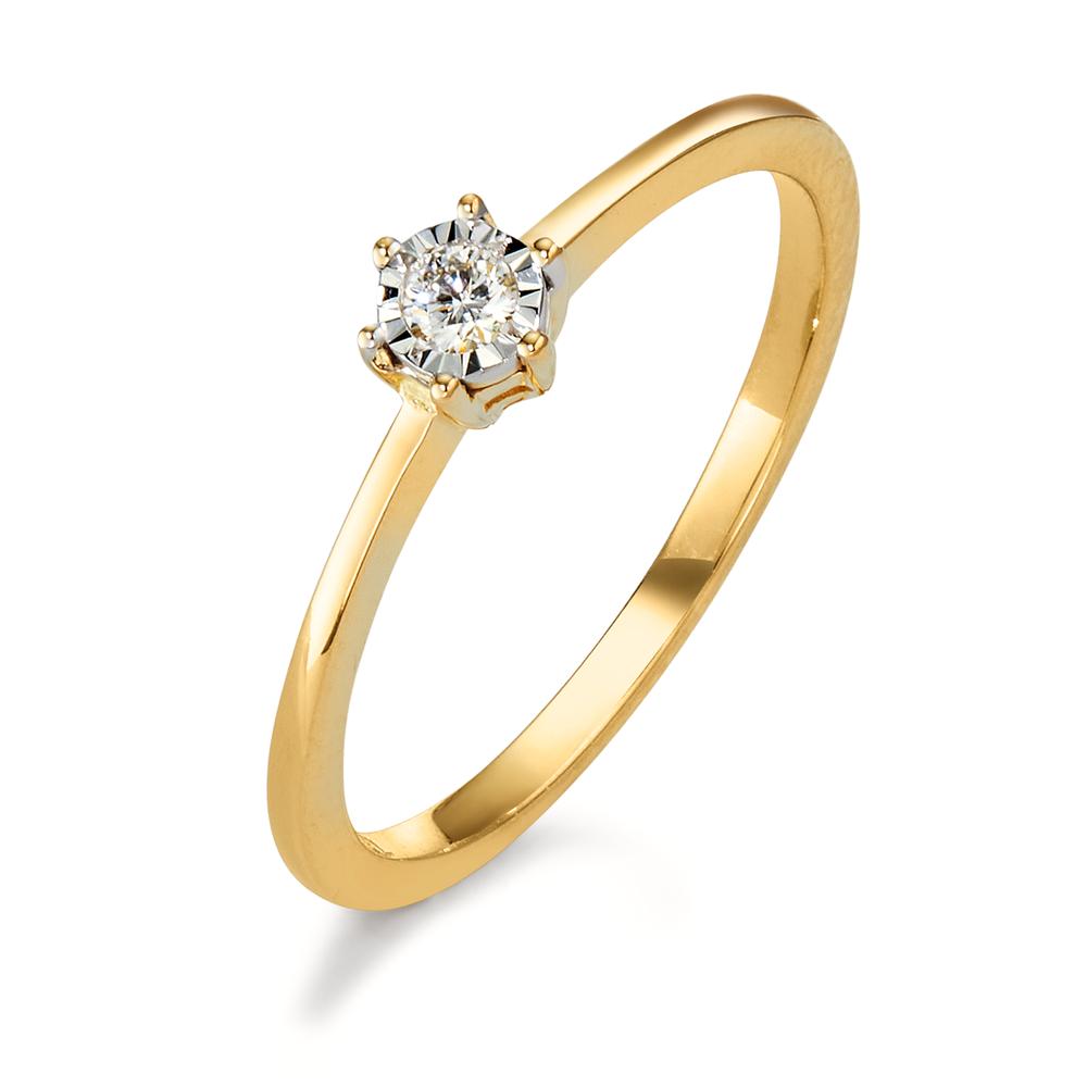 Fingerring 750/18K guld Diamant 0.05 ct, w-si tofarvet Ø4 mm