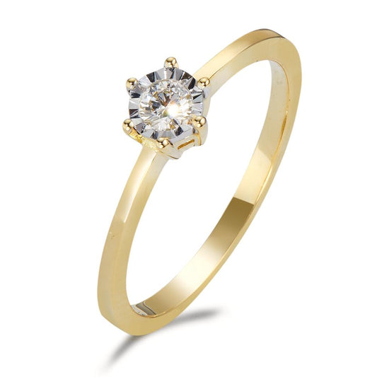 Solitaire ring 750/18K guld Diamant 0.10 ct, w-si tofarvet