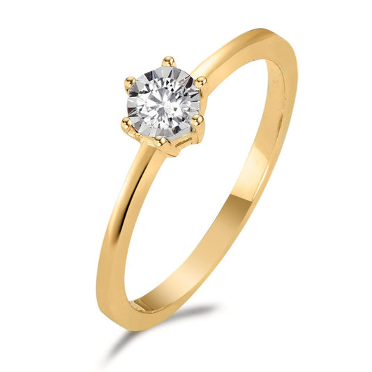 Solitaire ring 750/18K guld Diamant 0.10 ct, w-si tofarvet