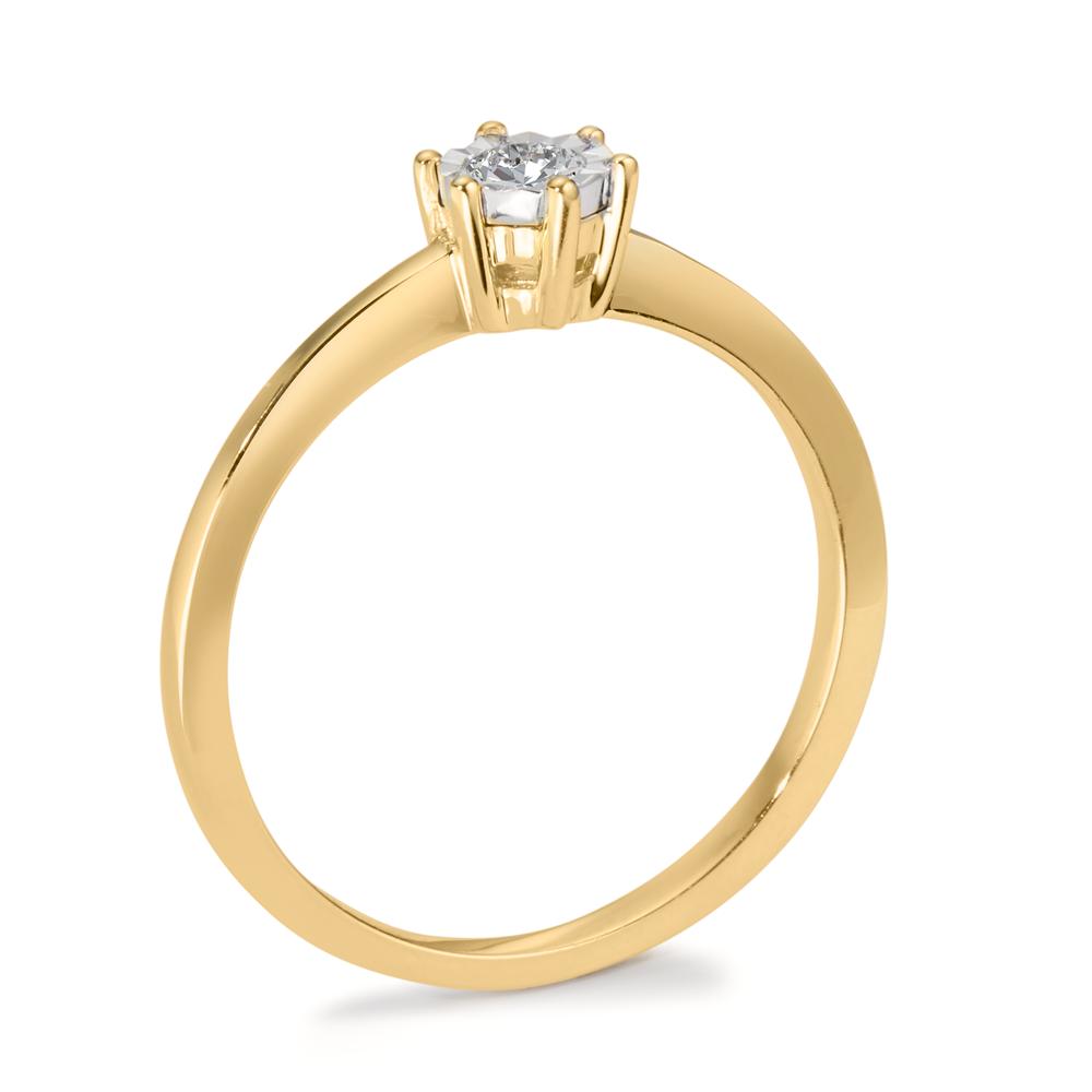 Solitaire ring 750/18K guld Diamant 0.10 ct, w-si tofarvet