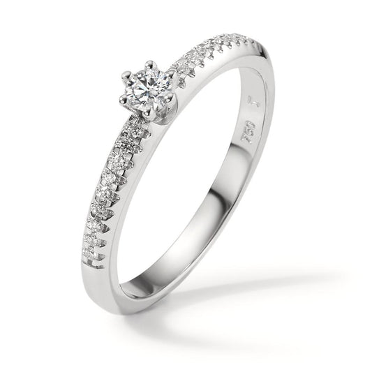 Solitaire ring 750/18K hvidguld Diamant 0.20 ct, 19 Sten , w-si