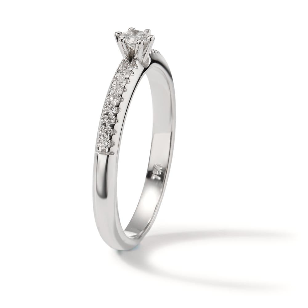 Solitaire ring 750/18K hvidguld Diamant 0.20 ct, 19 Sten , w-si