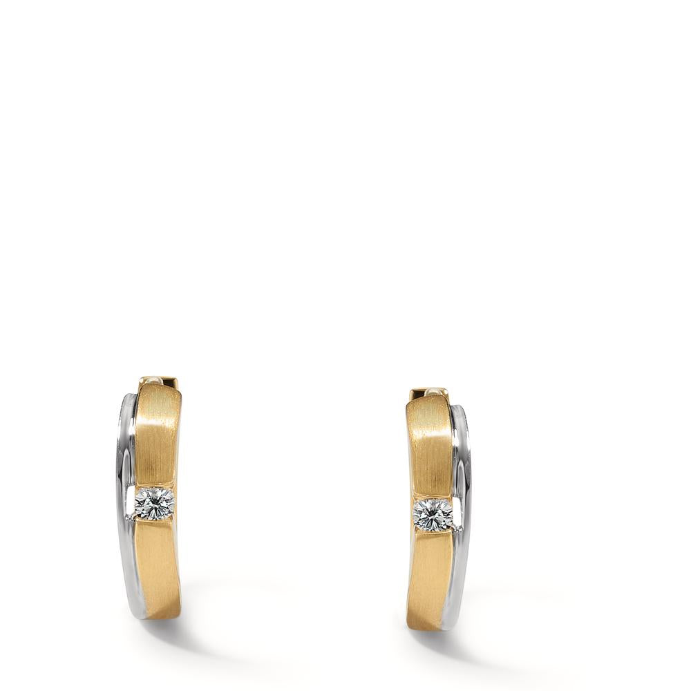 Click kreoler 750/18K hvidguld, 750/18K guld Diamant 0.05 ct, 2 Sten , w-si