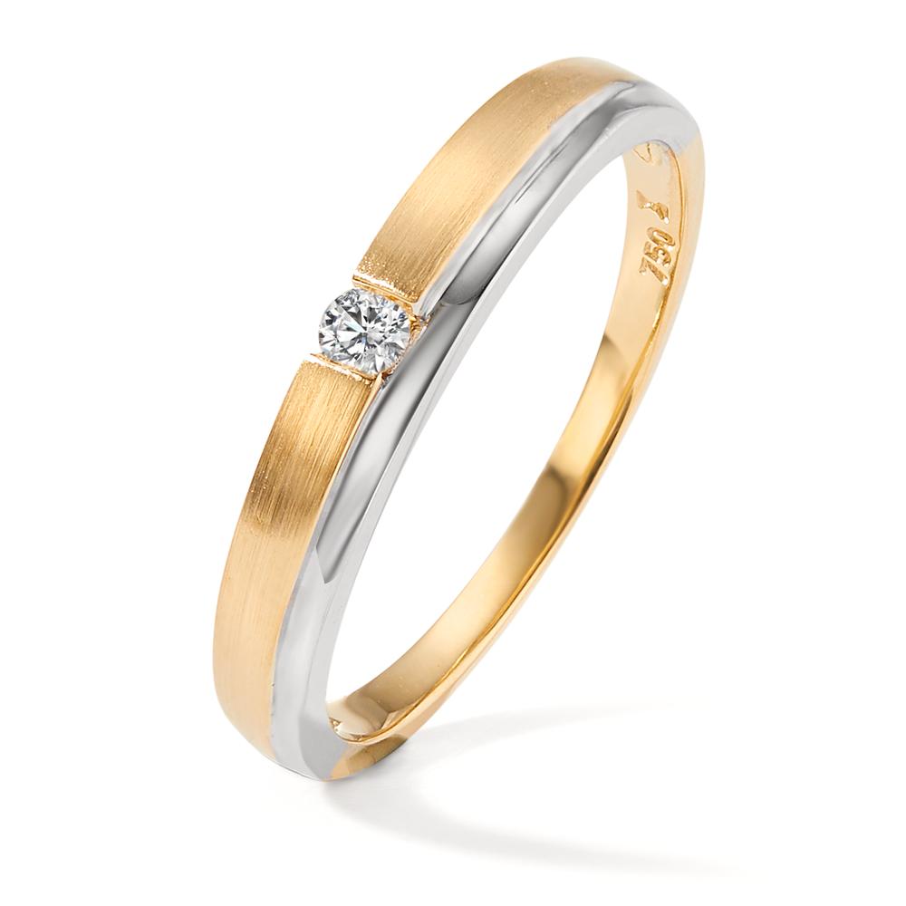 Fingerring 750/18K hvidguld, 750/18K guld Diamant 0.05 ct, w-si