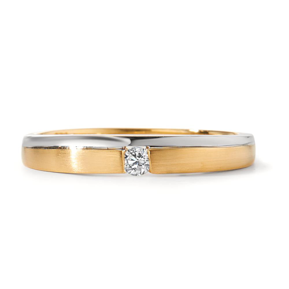 Fingerring 750/18K hvidguld, 750/18K guld Diamant 0.05 ct, w-si