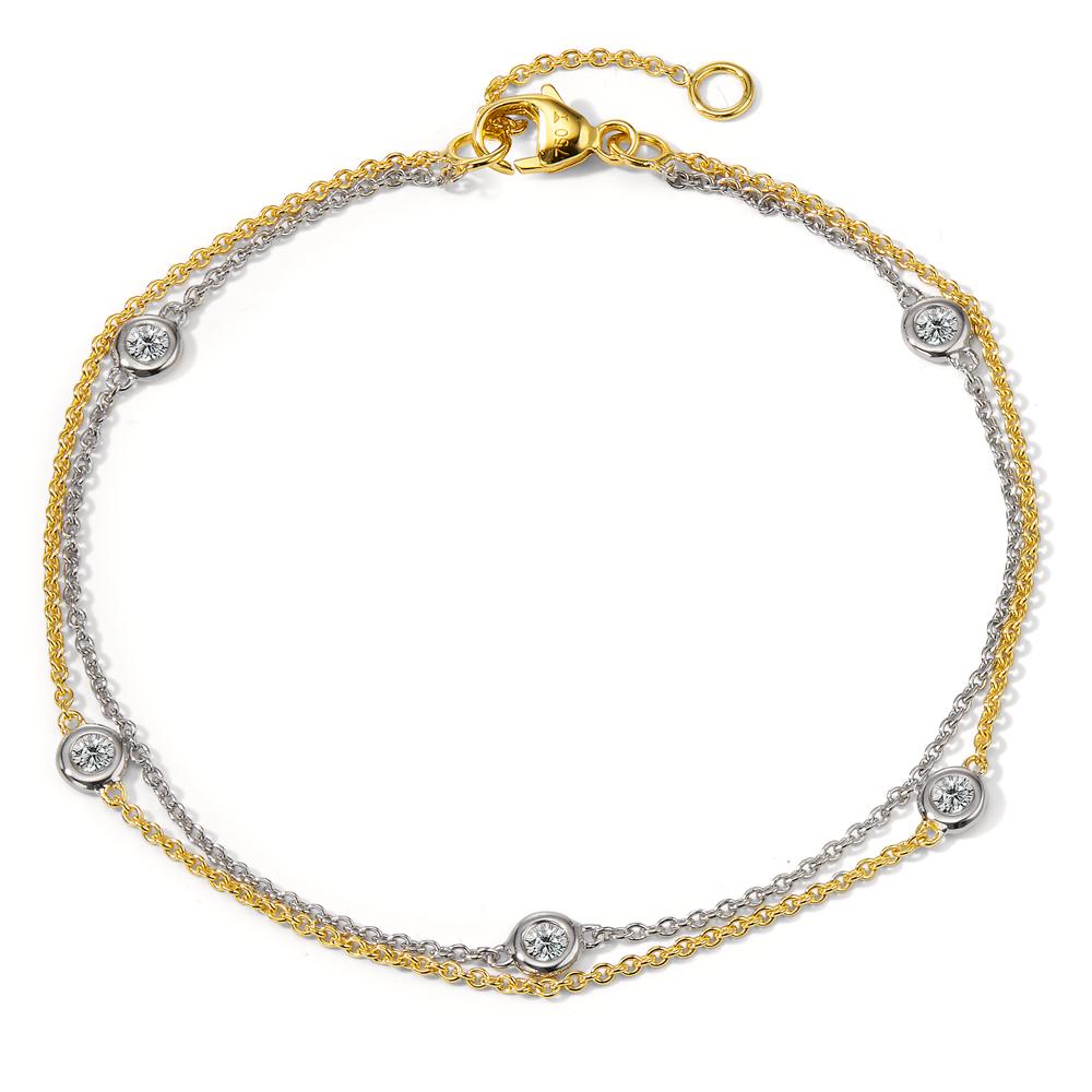 Armbånd 750/18K hvidguld, 750/18K guld Diamant 0.16 ct, 5 Sten , w-si 16.5-19 cm