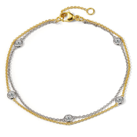 Armbånd 750/18K hvidguld, 750/18K guld Diamant 0.16 ct, 5 Sten , w-si 16.5-19 cm