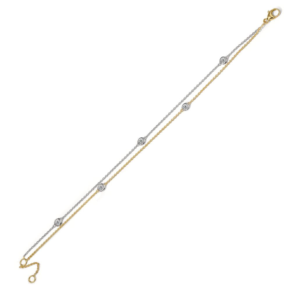 Armbånd 750/18K hvidguld, 750/18K guld Diamant 0.16 ct, 5 Sten , w-si 16.5-19 cm