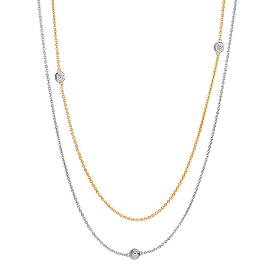 Collier 375/9K guld, 375/9K hvidguld Zirconia 5 Sten 42-45 cm