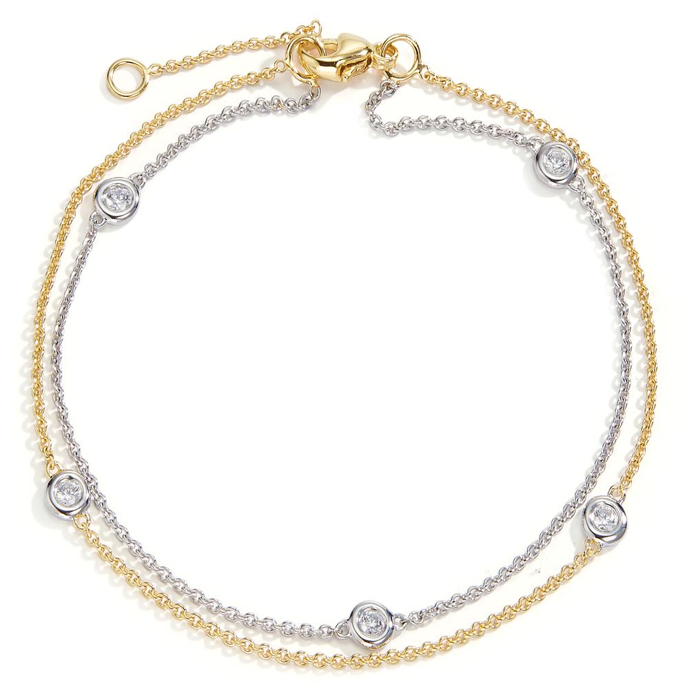 Armbånd 375/9K hvidguld, 375/9K guld Zirconia 5 Sten 16.5-18.5 cm