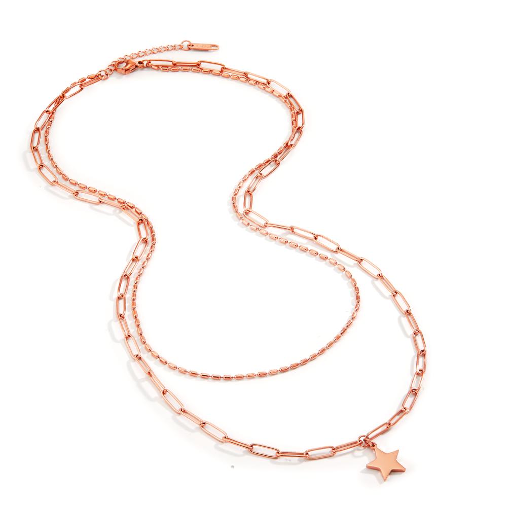 Collier Rustfrit stål rose IP belagt stjerne 42-45 cm