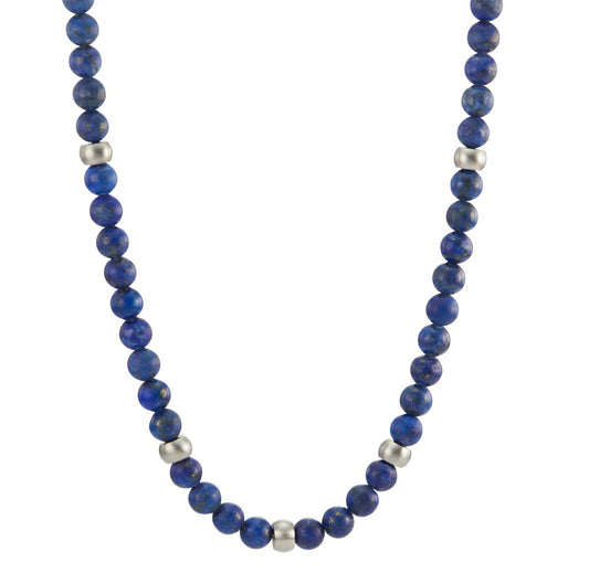 Collier Rustfrit stål Lapis lazuli 76 Sten 50 cm Ø6.5 mm