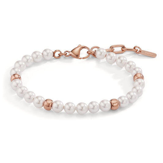 Armbånd Rustfrit stål rose IP belagt Skalperle 17.5-21.5 cm Ø6 mm