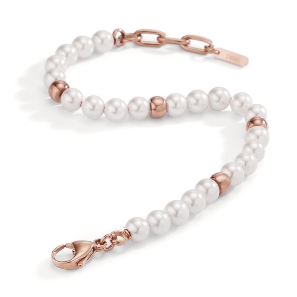 Armbånd Rustfrit stål rose IP belagt Skalperle 17.5-21.5 cm Ø6 mm