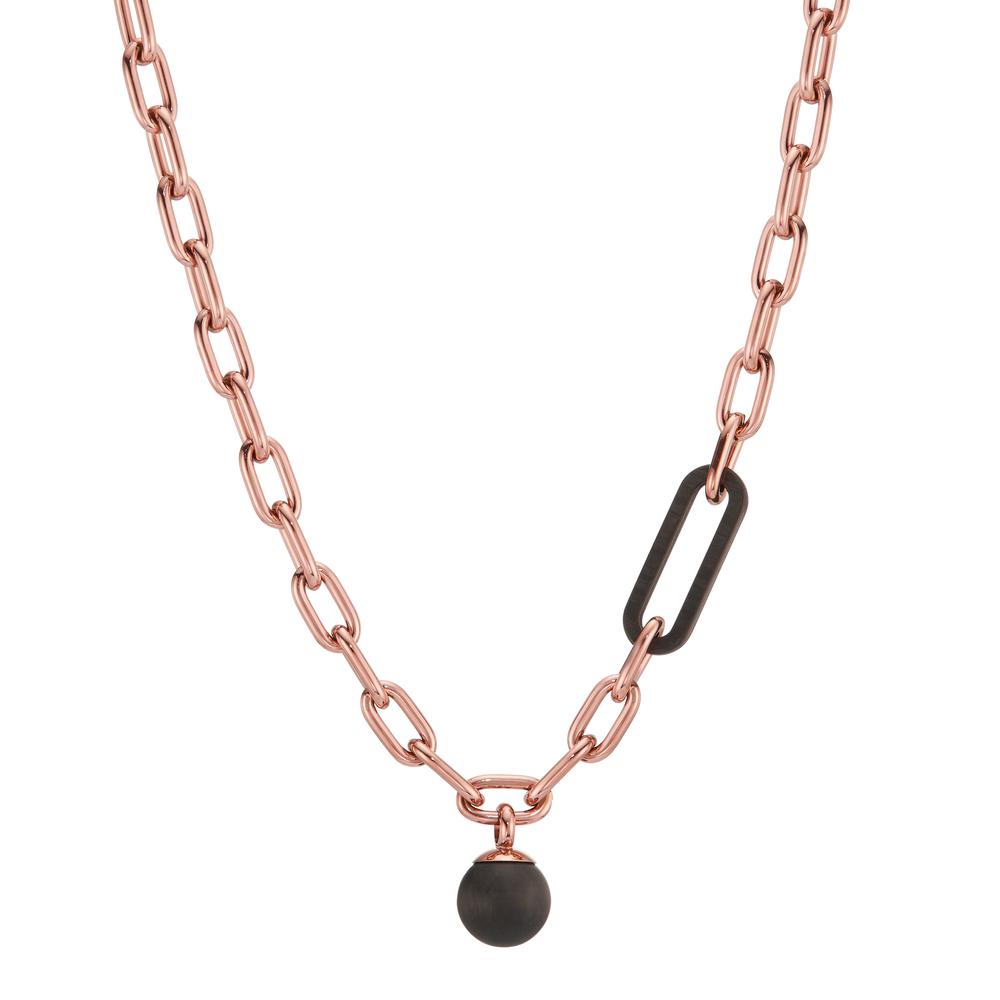 Collier Rustfrit stål, Kulstof rose IP belagt 43-48 cm