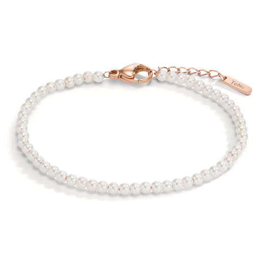 Armbånd Rustfrit stål rose IP belagt Skalperle 17.5-19.5 cm Ø3 mm