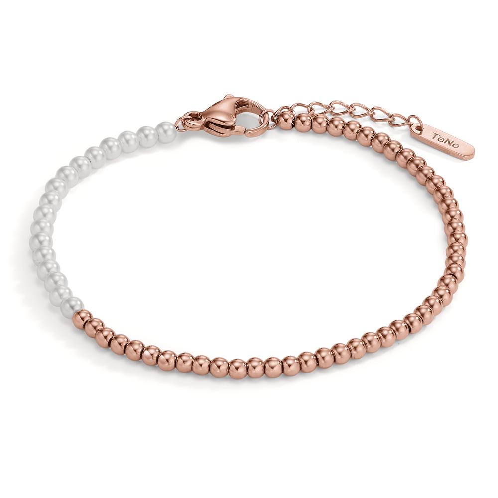 Armbånd Rustfrit stål rose IP belagt Skalperle 17.5-19.5 cm Ø3 mm