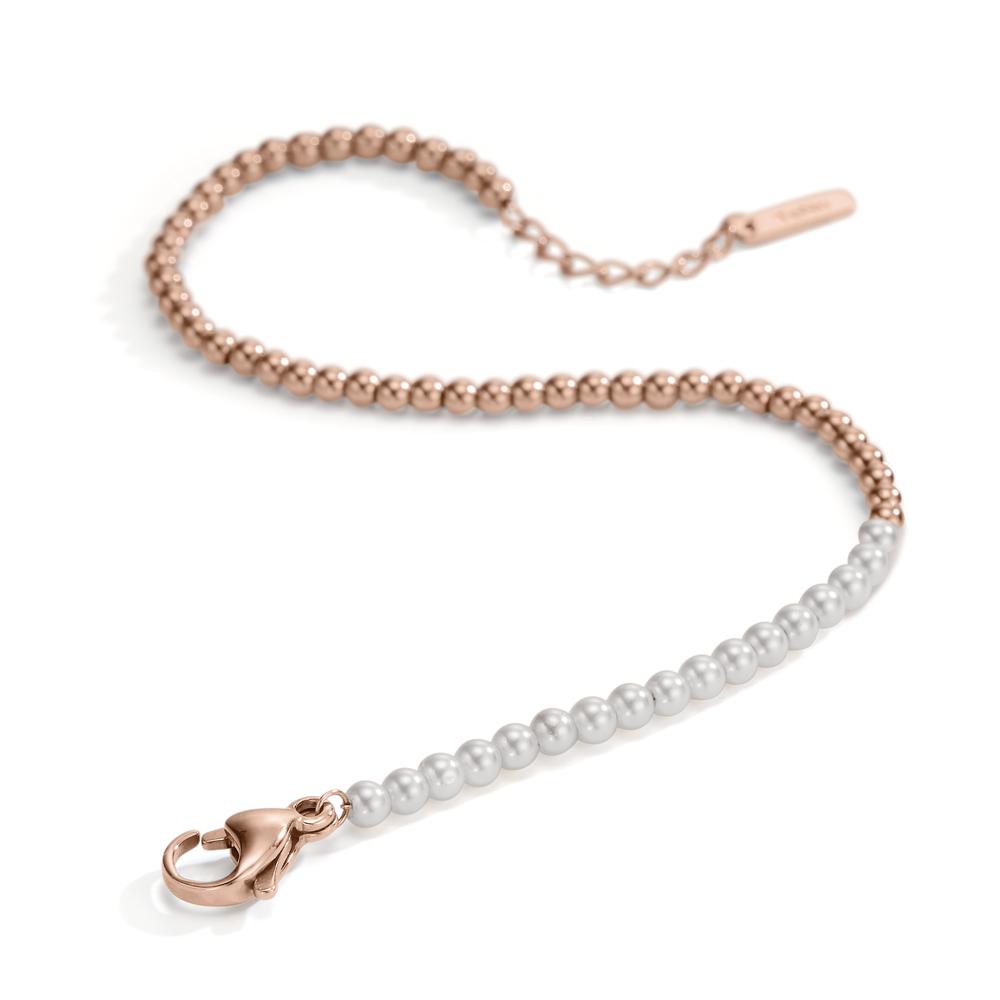 Armbånd Rustfrit stål rose IP belagt Skalperle 17.5-19.5 cm Ø3 mm