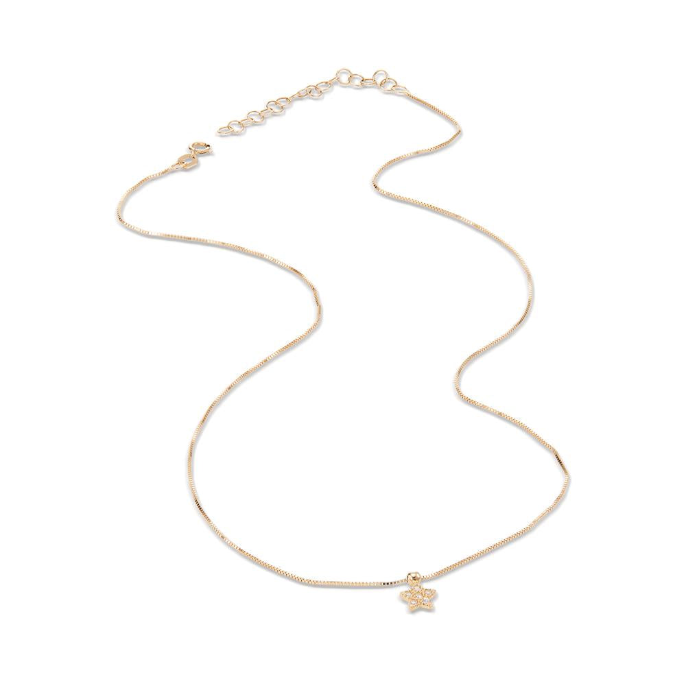 Collier 585/14K guld Zirconia 6 Sten stjerne 40-45 cm