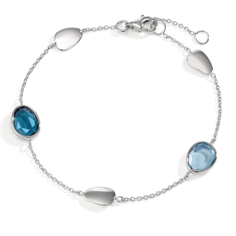 Armbånd 585/14 K hvidguld London Blue Topaz 2 Sten 17-19 cm