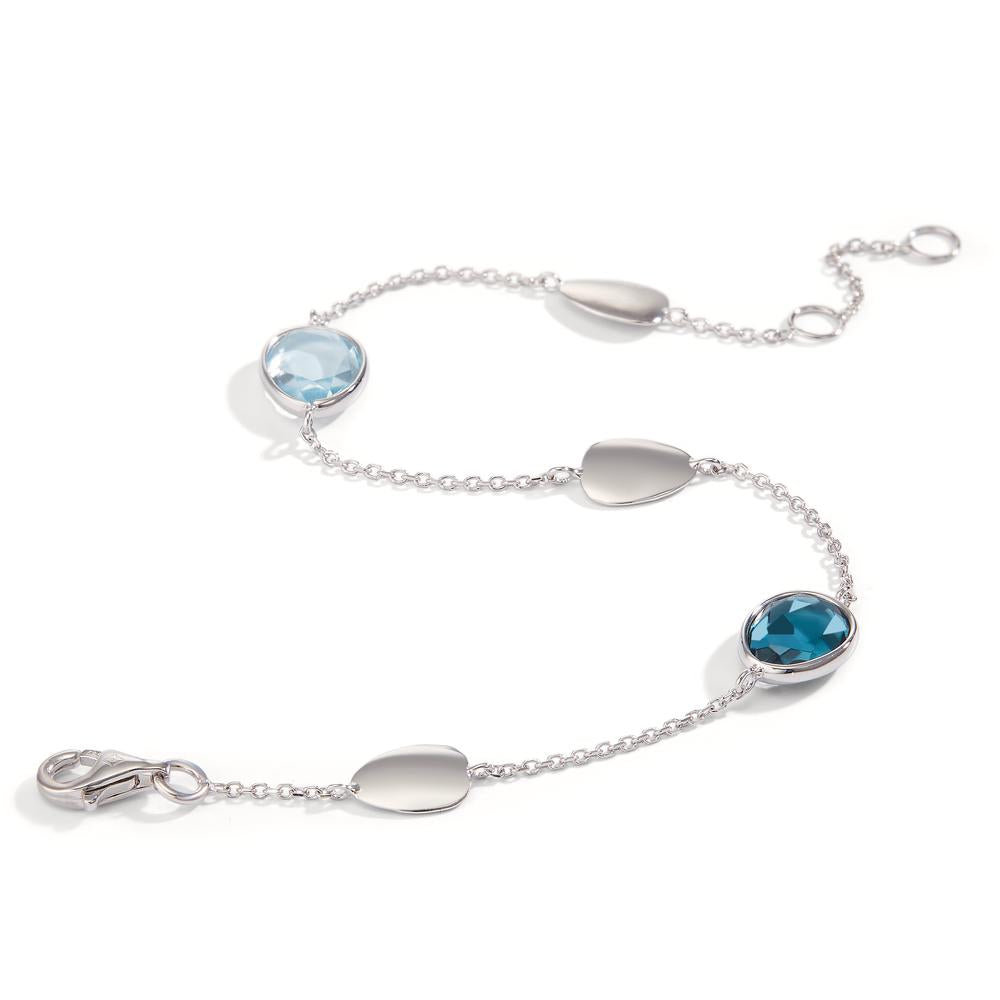 Armbånd 585/14 K hvidguld London Blue Topaz 2 Sten 17-19 cm