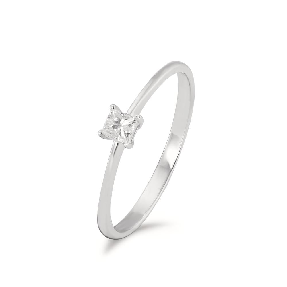 Fingerring 585/14 K hvidguld Diamant 0.15 ct, [Carrée], w-si