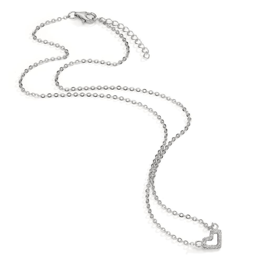 Collier Sølv Zirconia rhodineret Hjerte 42-45 cm