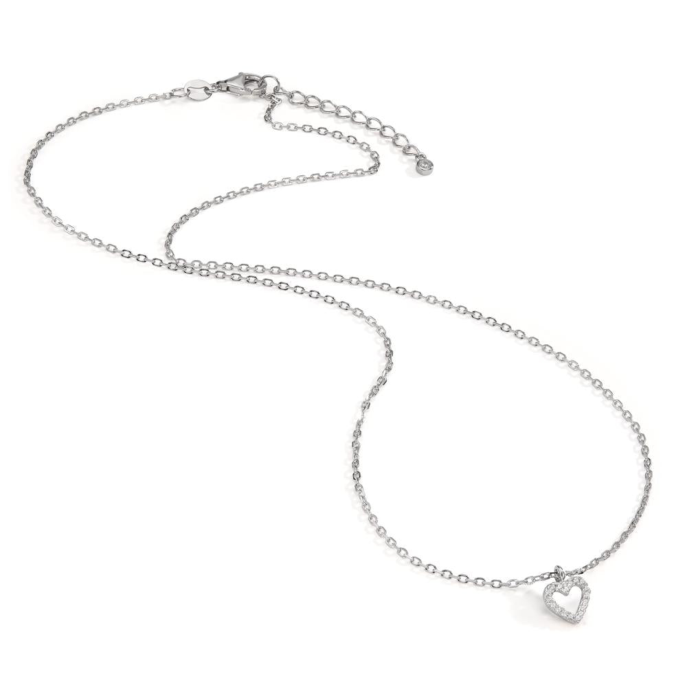 Collier Sølv Zirconia rhodineret Hjerte 42-45 cm Ø7.5 mm