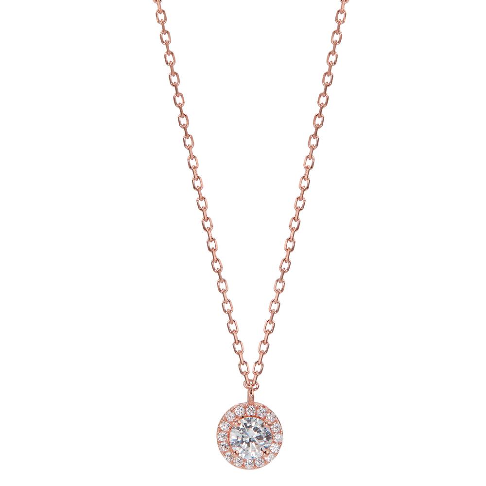 Collier Sølv Zirconia rose forgyldt 42-45 cm