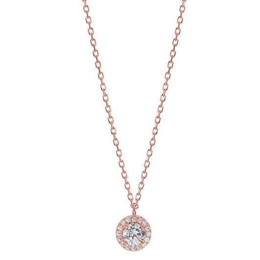 Collier Sølv Zirconia rose forgyldt 42-45 cm