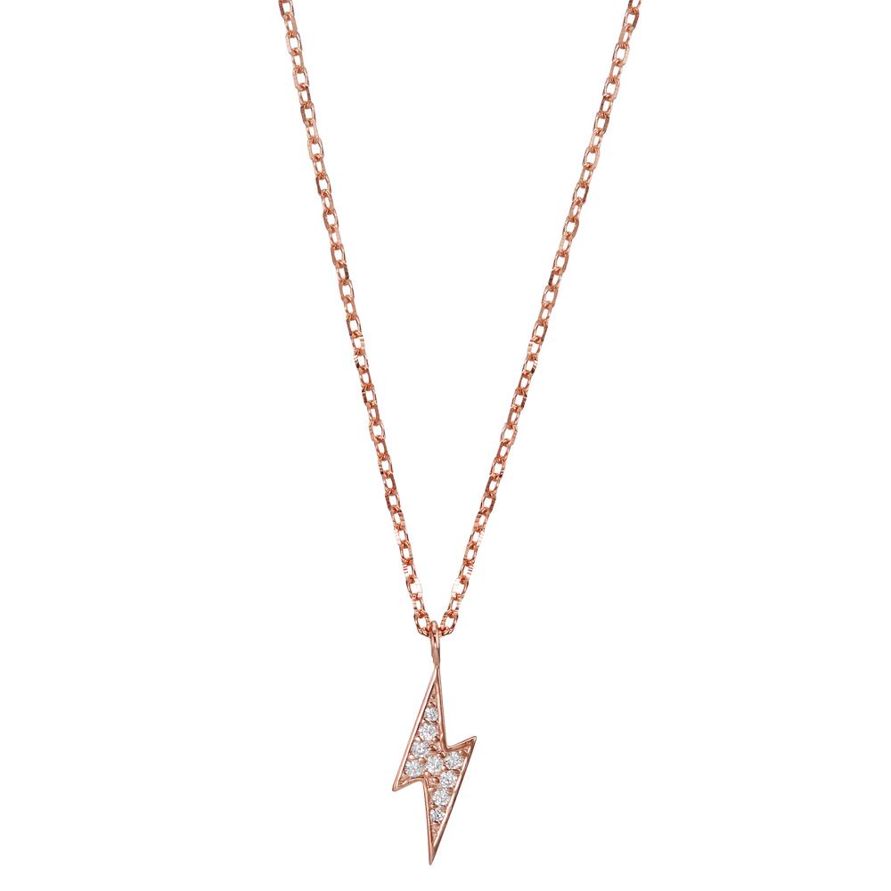 Collier Sølv Zirconia rose forgyldt 42-45 cm